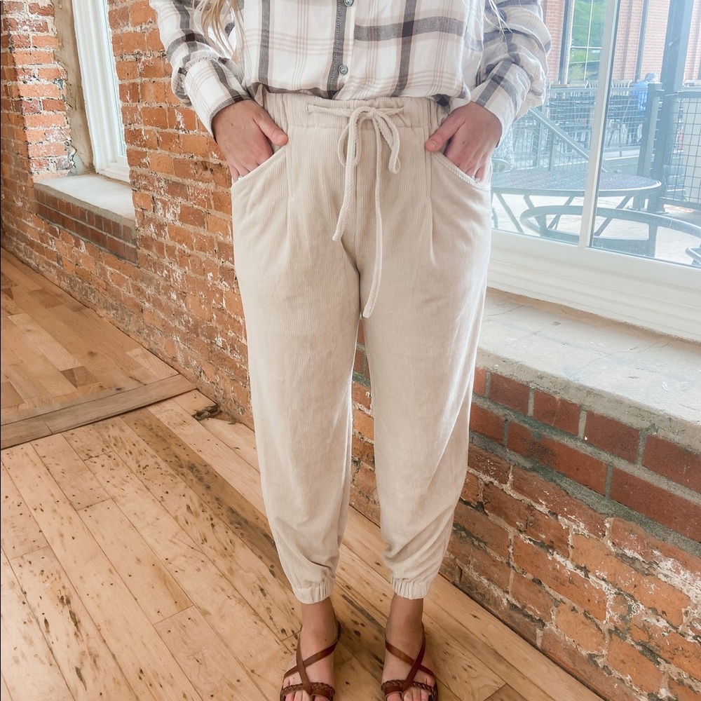 Khaki Corduroy Joggers